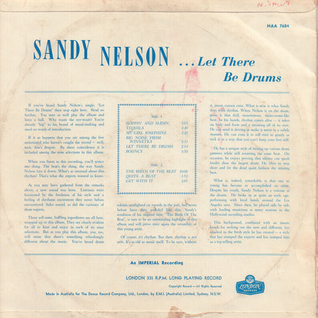 Sandy Nelson : Let There Be Drums (LP, Album, Mono)