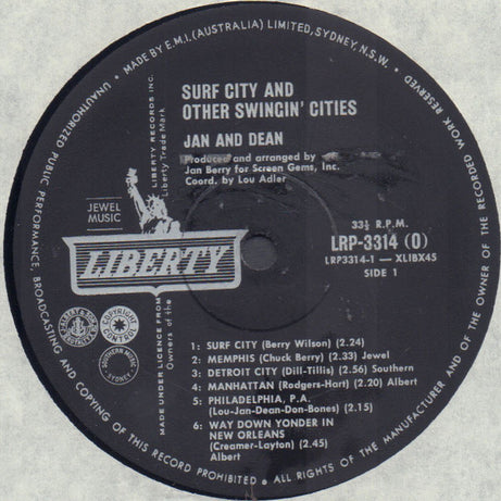 Jan & Dean : Surf City And Other Swingin' Cities (LP, Album, Mono)