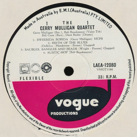 The Gerry Mulligan Quartet* : Gerry Mulligan Quartet (LP, Album, Mono)