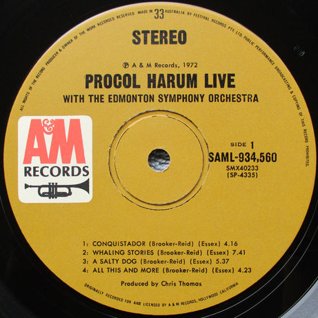 Procol Harum In Concert With The Edmonton Symphony Orchestra : Live (LP, Album)