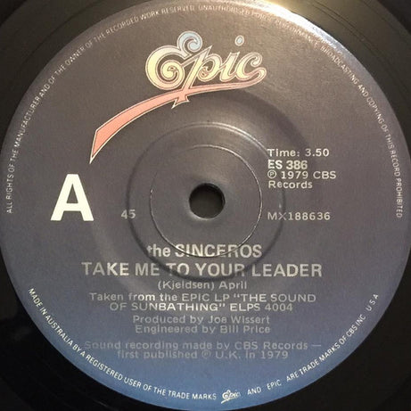 The Sinceros : Take Me To Your Leader (7", Single)