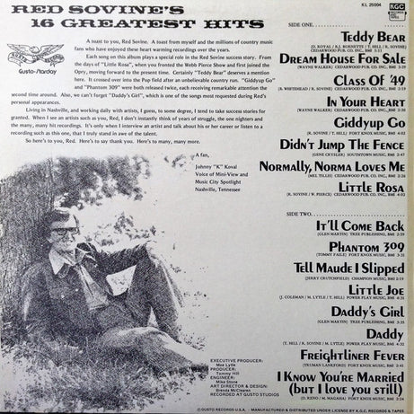 Red Sovine : Red Sovine's 16 Greatest Hits (LP, Comp)