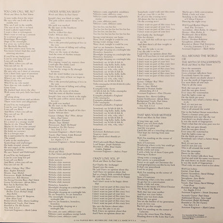 Paul Simon : Graceland (LP, Album, Alt)