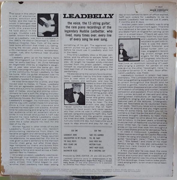 Leadbelly : Huddie Ledbetter's Best... His Guitar - His Voice - His Piano (LP, Comp)