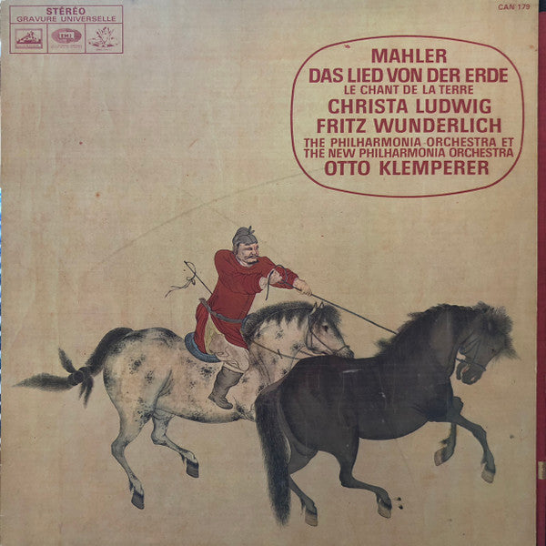 Gustav Mahler - Christa Ludwig, Fritz Wunderlich, Philharmonia Orchestra Et New Philharmonia Orchestra, Otto Klemperer : Das Lied Von Der Erde / Le Chant De La Terre (LP, Dow)