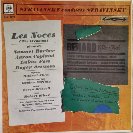 Igor Stravinsky : Stravinsky Conducts Stravinsky (Les Noces / Renard / Ragtime For Eleven Instruments) (LP)