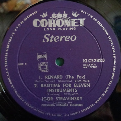 Igor Stravinsky : Stravinsky Conducts Stravinsky (Les Noces / Renard / Ragtime For Eleven Instruments) (LP)