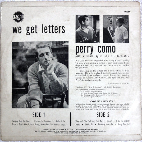 Perry Como : We Get Letters (LP, Album, Mono)