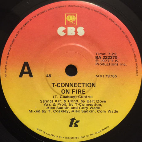 T-Connection : On Fire  (7", Single)