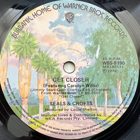 Seals & Crofts : Get Closer (7", Single)
