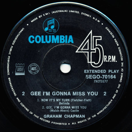 Graeme Chapman : Gee, I'm Gonna Miss You (7", EP)