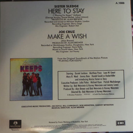 Sister Sledge : Here To Stay ("Playing For Keeps" Anthem) (7", Single, Promo)