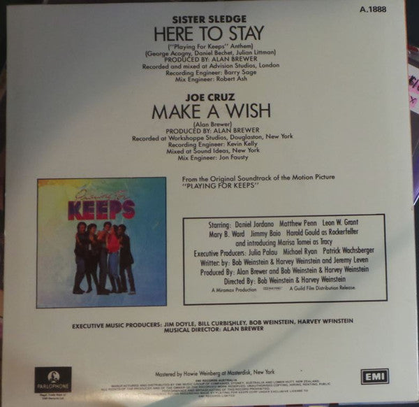 Sister Sledge : Here To Stay ("Playing For Keeps" Anthem) (7", Single, Promo)