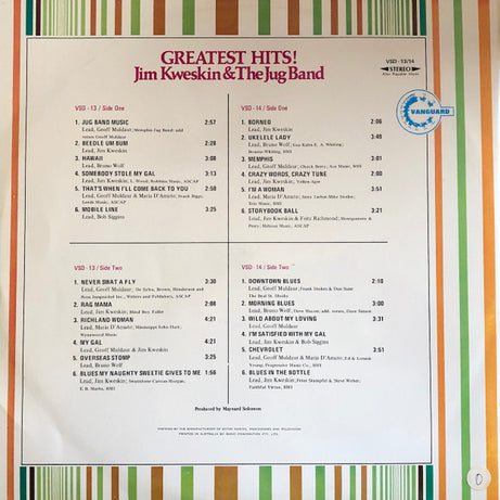 Jim Kweskin & The Jug Band : Greatest Hits! (2xLP, Comp)