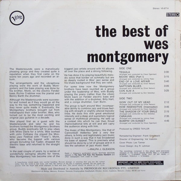 Wes Montgomery : The Best Of Wes Montgomery (LP, Comp)