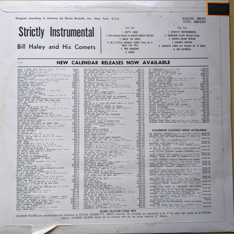 Bill Haley And His Comets : Strictly Instrumental (LP, Album, RE)