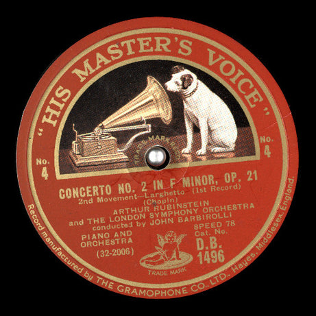 Frédéric Chopin - Arthur Rubinstein And London Symphony Orchestra Conducted By Sir John Barbirolli : Concerto No. 2 In F Minor, Op. 21 (4xShellac, 12", Album, RP)