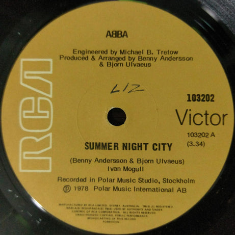 ABBA : Summer Night City (7", Single)