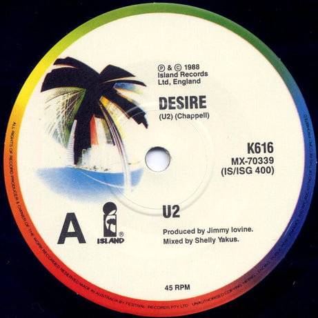 U2 : Desire (7", Single, Ltd)
