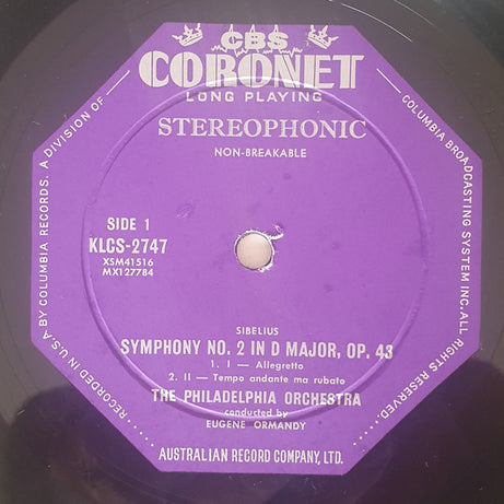 Sibelius*, Eugene Ormandy, The Philadelphia Orchestra : Symphony No. 2 In D Major, Op. 43 (LP, Album)