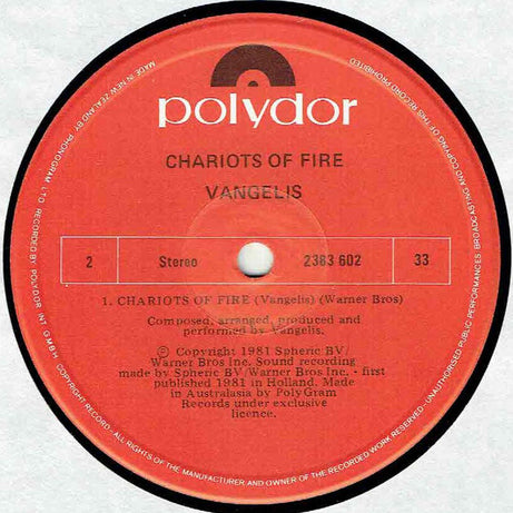 Vangelis : Chariots Of Fire (LP, Album)