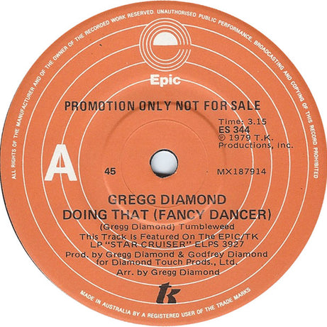 Gregg Diamond : Doing That (Fancy Dancer) / Holding Back (7", Single, Promo)