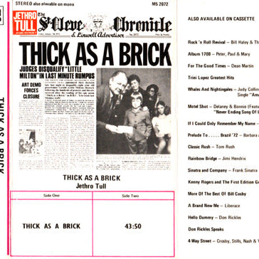 Jethro Tull : Thick As A Brick (Cass, Album)