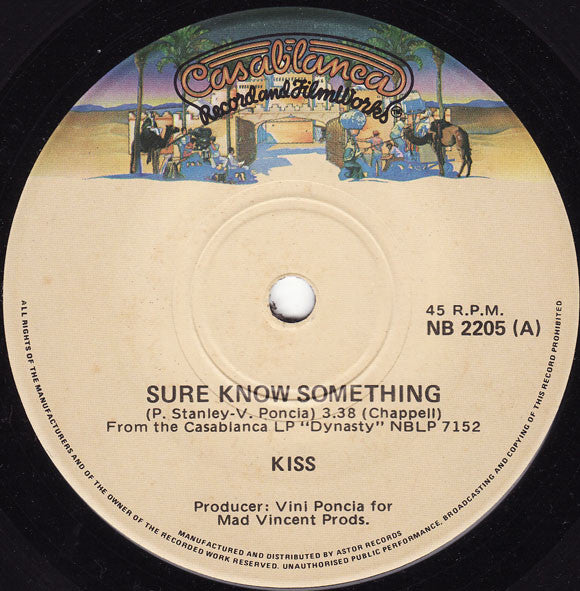 Kiss : Sure Know Something (7", Single)