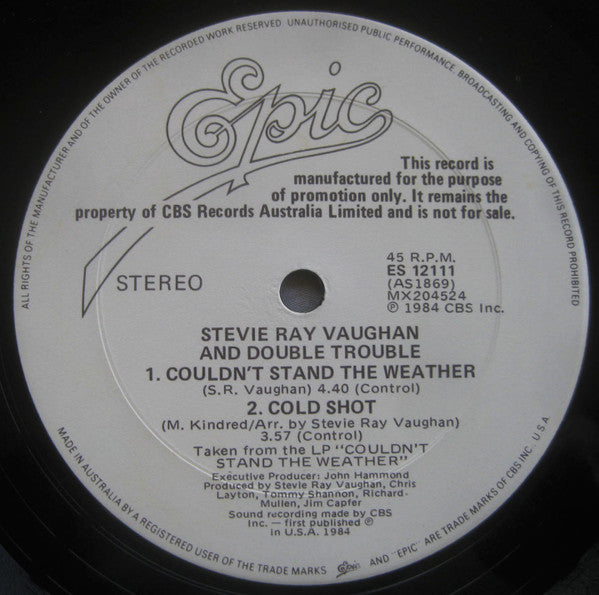 Stevie Ray Vaughan & Double Trouble : Voodoo Chile (Slight Return) (12", Maxi, Promo)