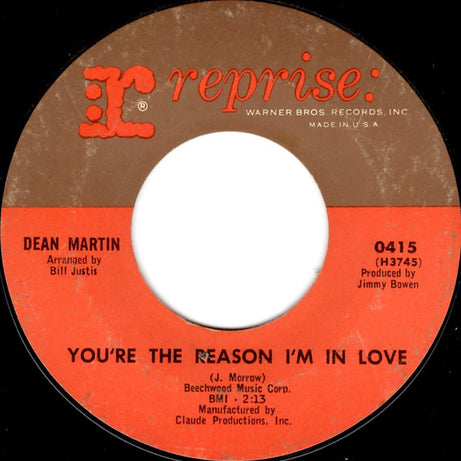 Dean Martin : I Will (7", Single, Styrene, San)