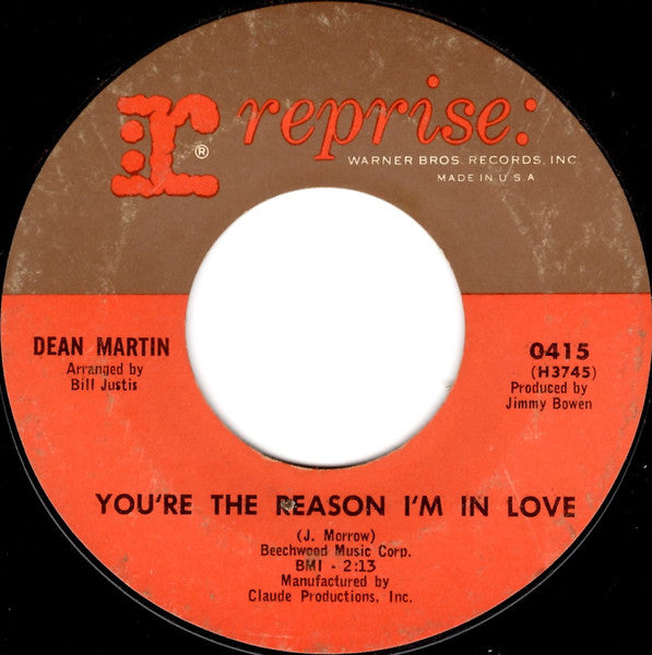 Dean Martin : I Will (7", Single, Styrene, San)
