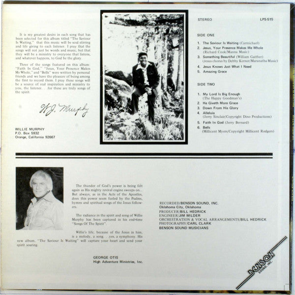 Willie Murphy (3) : The Saviour Is Waiting (LP, Album)