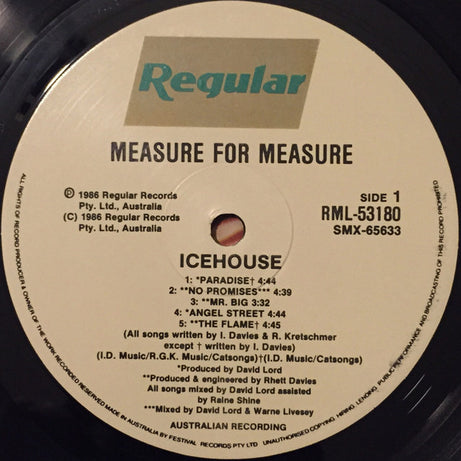 Icehouse : Measure For Measure (LP, Album, Gat)