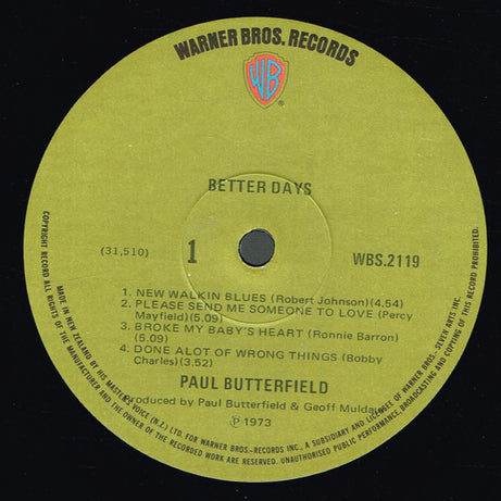 Paul Butterfield : Better Days (LP, Album)