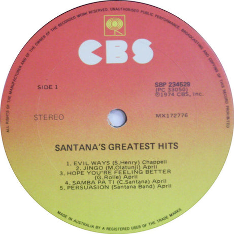 Santana : Santana's Greatest Hits (LP, Comp)