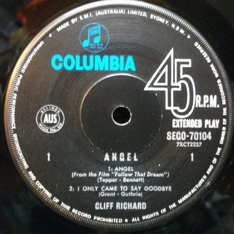 Cliff Richard : Angel (7", EP, Mono)