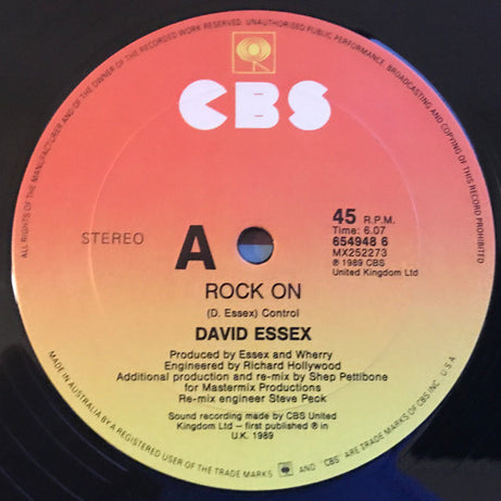 David Essex : Rock On (A Shep Pettibone Remix) (12", Single)