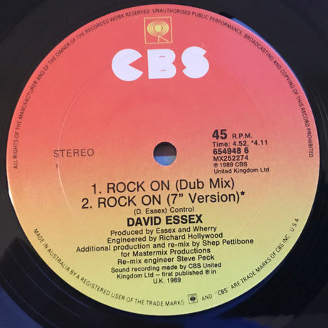 David Essex : Rock On (A Shep Pettibone Remix) (12", Single)