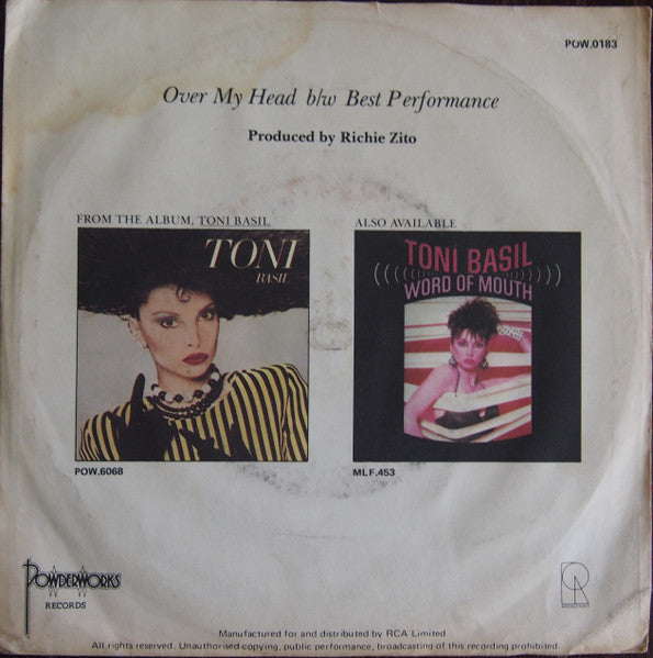 Toni Basil : Over My Head (7", Single)