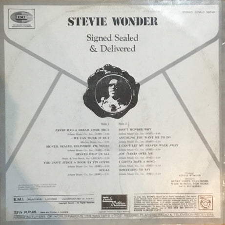 Stevie Wonder : Signed Sealed & Delivered (LP, Album)