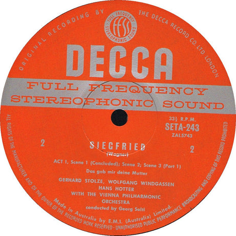 Richard Wagner / Wolfgang Windgassen / Birgit Nilsson / Hans Hotter / Gerhard Stolze / Gustav Neidlinger And Joan Sutherland / Wiener Philharmoniker / Georg Solti : Siegfried (5xLP, Album + Box)