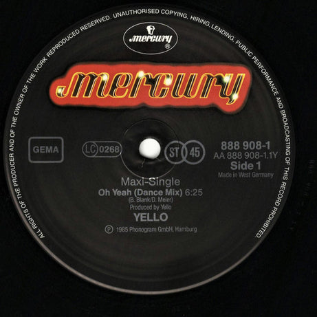 Yello : Oh Yeah (12", Maxi, Wit)