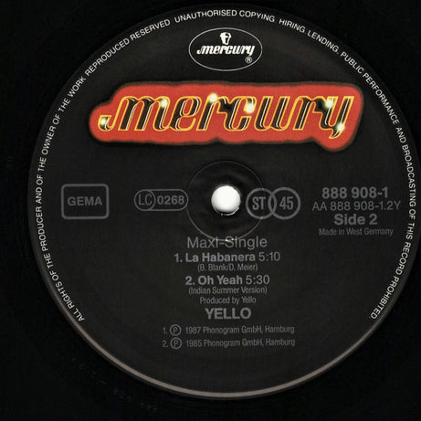 Yello : Oh Yeah (12", Maxi, Wit)