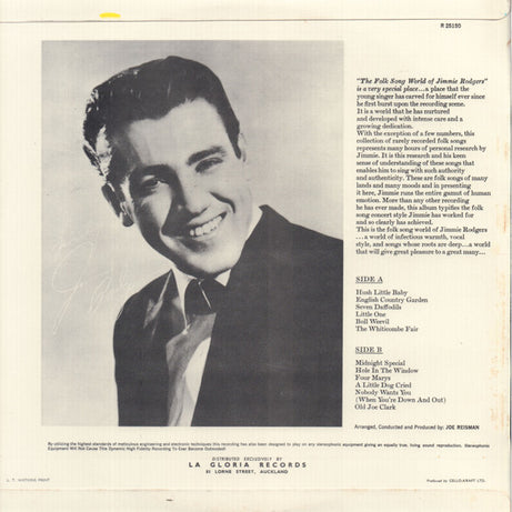 Jimmie Rodgers (2) : The Folk Song World Of Jimmie Rodgers (LP, Album, Mono)