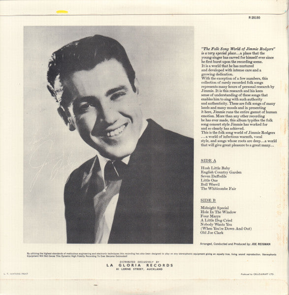 Jimmie Rodgers (2) : The Folk Song World Of Jimmie Rodgers (LP, Album, Mono)