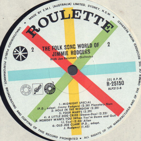 Jimmie Rodgers (2) : The Folk Song World Of Jimmie Rodgers (LP, Album, Mono)