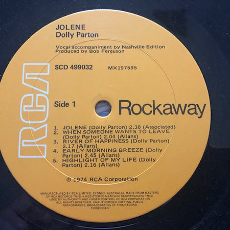 Dolly Parton : Jolene (LP, Album, Ora)