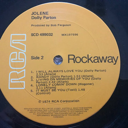 Dolly Parton : Jolene (LP, Album, Ora)