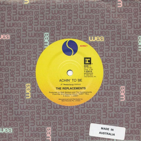 The Replacements : Achin' To Be (7", Single)