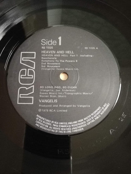 Vangelis : Heaven And Hell (LP, Album, Gat)
